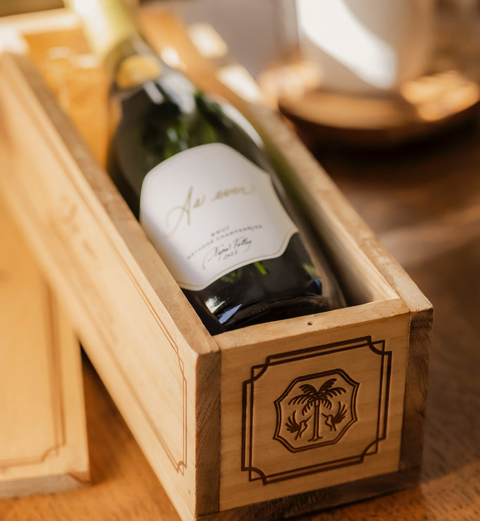 As ever Brut in an As ever wooden crate with the As ever emblem on the bottom